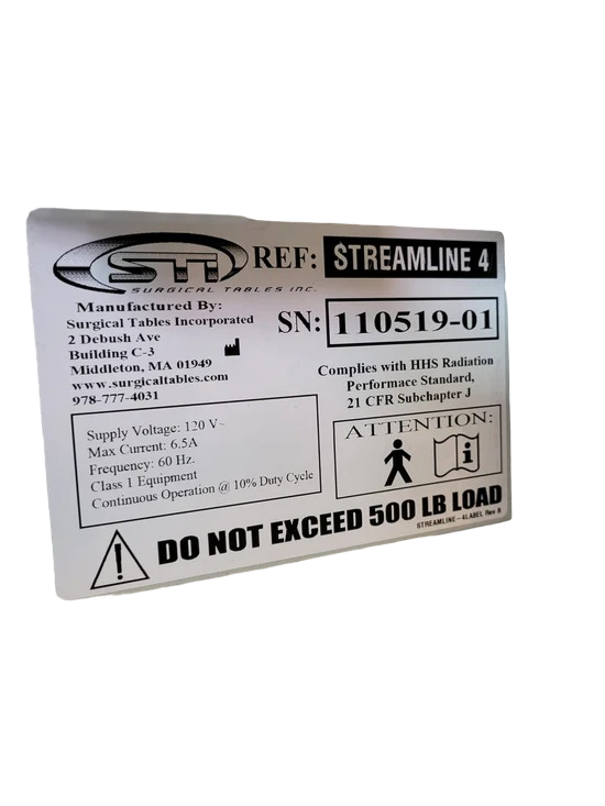 Sti Stream Line 4 Fluoroscopy Table WHead Positioning handFoot control. 2013