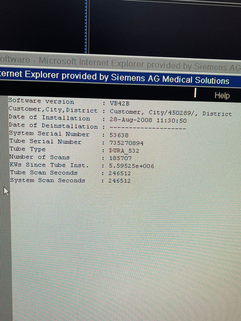 Siemens Somatom Sensation 16 ONLY 246,512 scan seconds on the tube